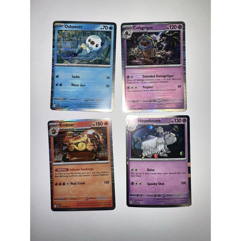 4 Holo bleed error pokemon cards White flare/promo houndstone Cosmos NM-MP SWIRL
